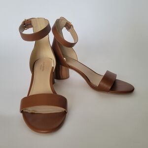 Elegant 2.5 Inch Andrew Marc Tan Ankle Strap Heels